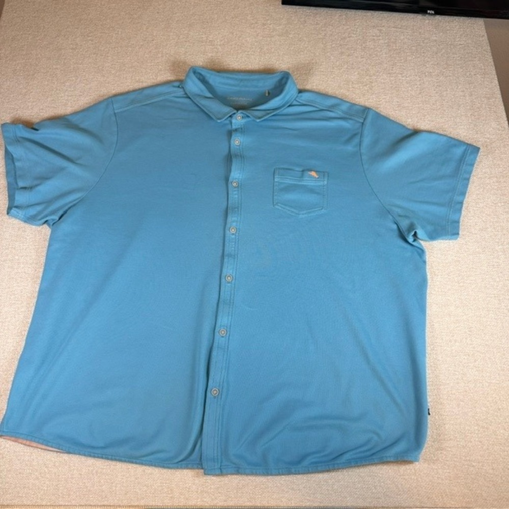 Tommy Bahama Men's IslandZone Supima Cotton Blue Short Sleeve Polo Shirt 4XLB‎